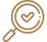 Magnifying glass icon with a checkmark in the lens, indicating a verified search
