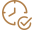 Circular arrows forming a loop with a checkmark, indicating a completed process or verified cycle.