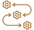 Bitcoin symbol at center with circular arrows and currency icons, indicating a cycle of cryptocurrency transactions or exchange.