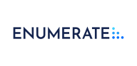 Enumerate logo in dark blue wordmark with a light-blue dotted accent on the right.