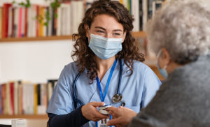 Healthcare worker wearing a mask
