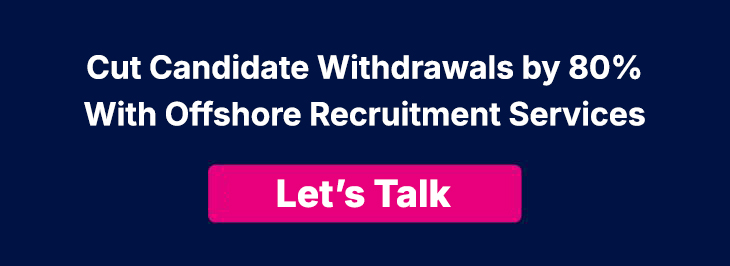 offshore recruitment – QXGlobalgroup Headline: Cut Candidate Withdrawals by 80% With Offshore Recruitment Services; pink 'Let's Talk' button nearby.
